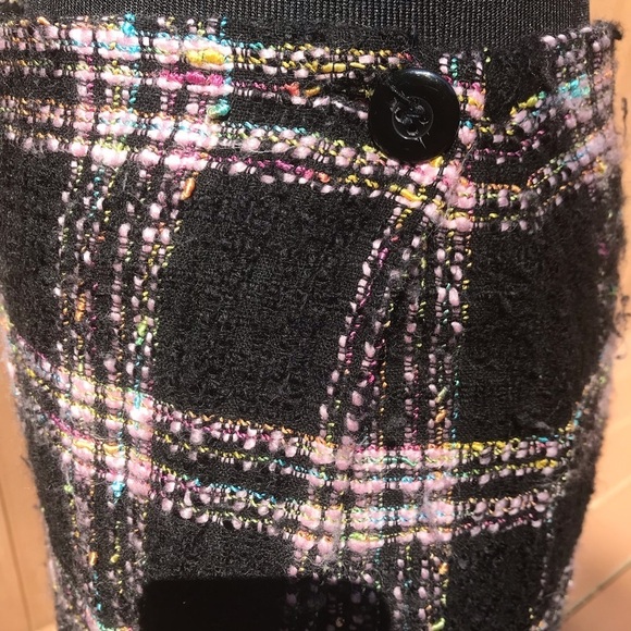 Emil Rutenberg Tweed Bouclé Knit Plaid Pencil Skirt Black Pink Luxury 10 - Picture 4 of 7